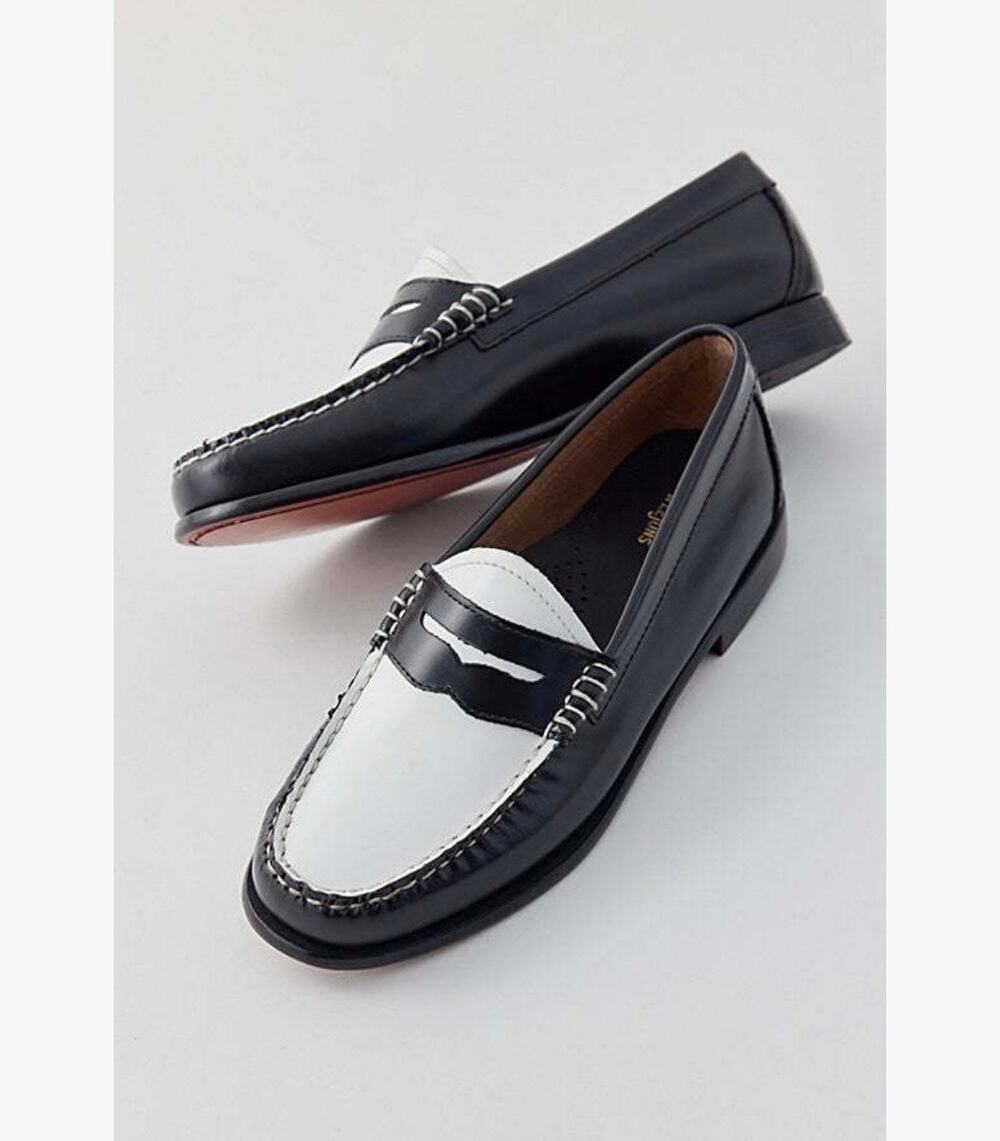 G.H. Bass Weejuns Whitney Leather Penny Loafers Two-Tone Tuxedo Slip On - Size 7